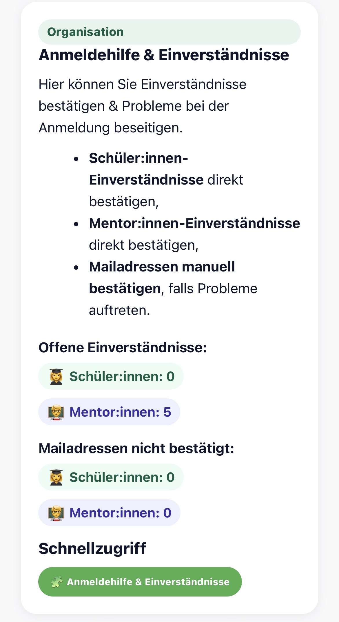 Info Einverständniserklärungen usw.